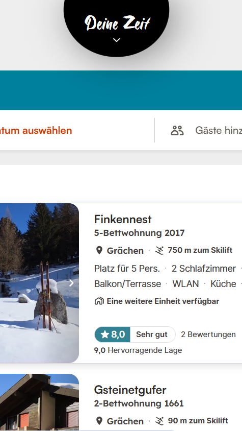 Holidu WhiteLabel in Grächen im Einsatz