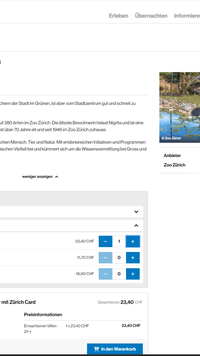 Liaisons avec le zoo, le musée national, le musée des finances à Zurich !